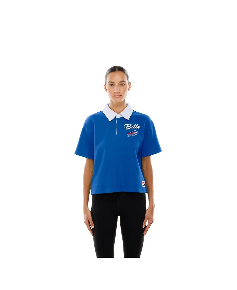 New Era Women's Royal Buffalo Bills Throwback Boxy Cropped Polo Shirt