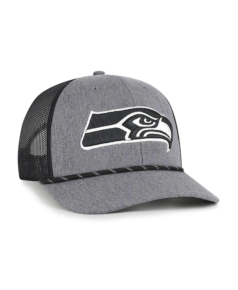 '47 Brand Men's Heather Charcoal Seattle Seahawks Carbon Rope Trucker Adjustable Hat