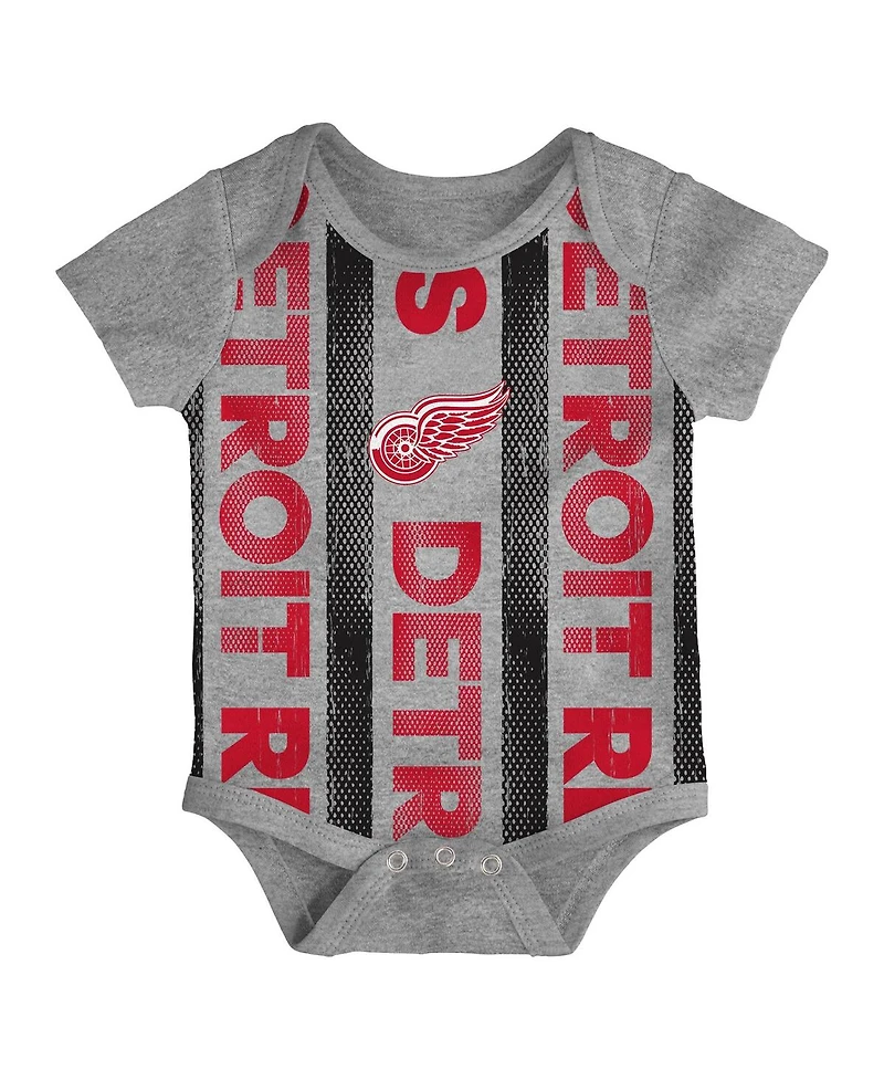 Outerstuff Baby Boys and Girls Detroit Red Wings Loyal Buddies Three-Pack Bodysuit Set