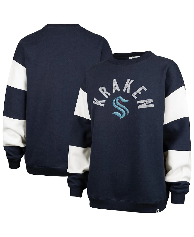 '47 Brand Women's Deep Sea Blue Seattle Kraken Eephus Barred Pullover Sweatshirt