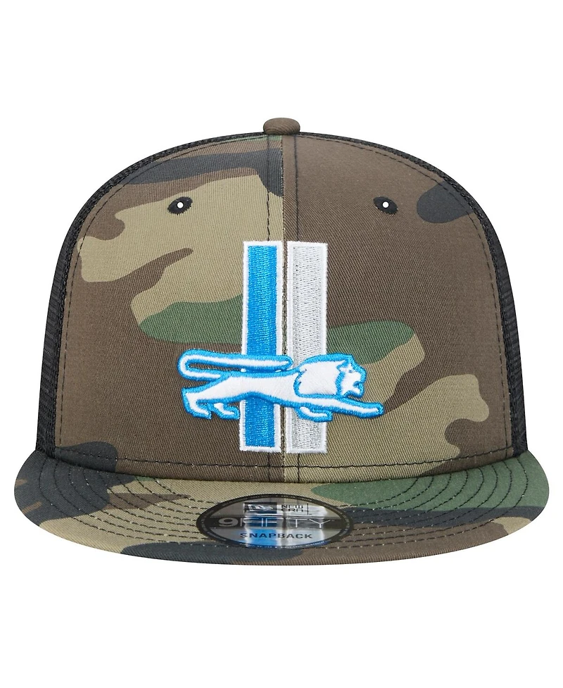 New Era Men's Camo Detroit Lions Alternate Logo Main Trucker 9FIFTY Snapback Hat