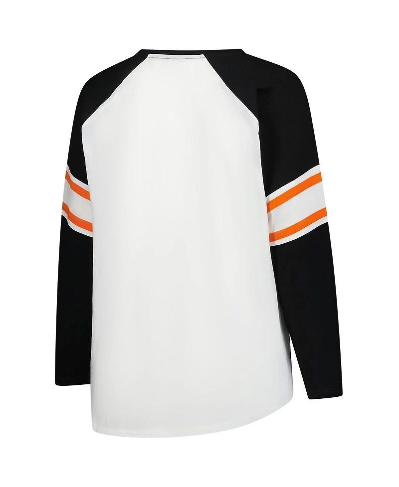 Fanatics Women's White Cincinnati Bengals Plus Size Redzone Lace Up Long Sleeve T-Shirt