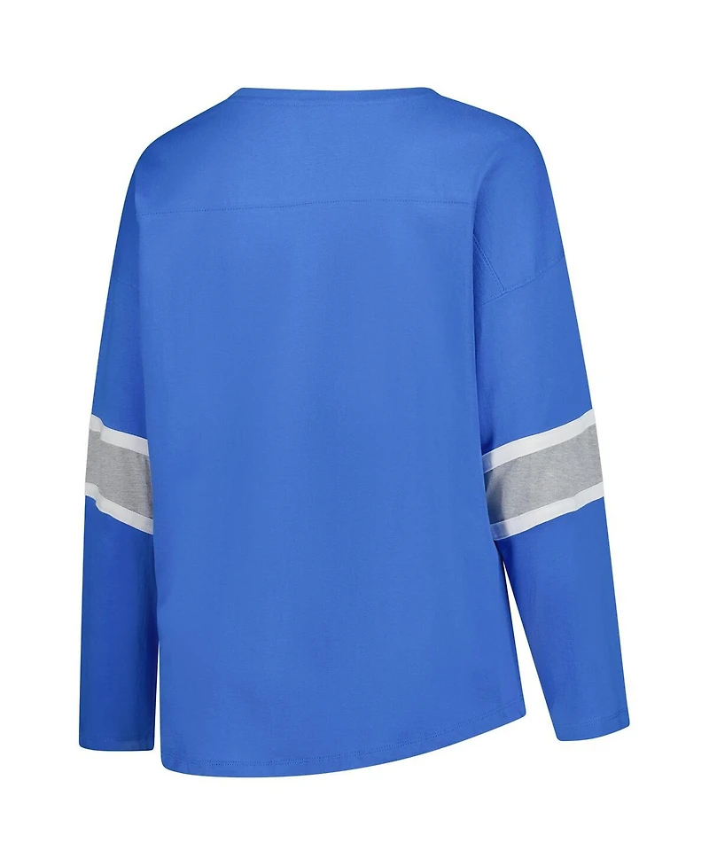 Fanatics Women's Blue Detroit Lions Plus Size Redzone 3/4-Sleeve Scoop Neck T-Shirt
