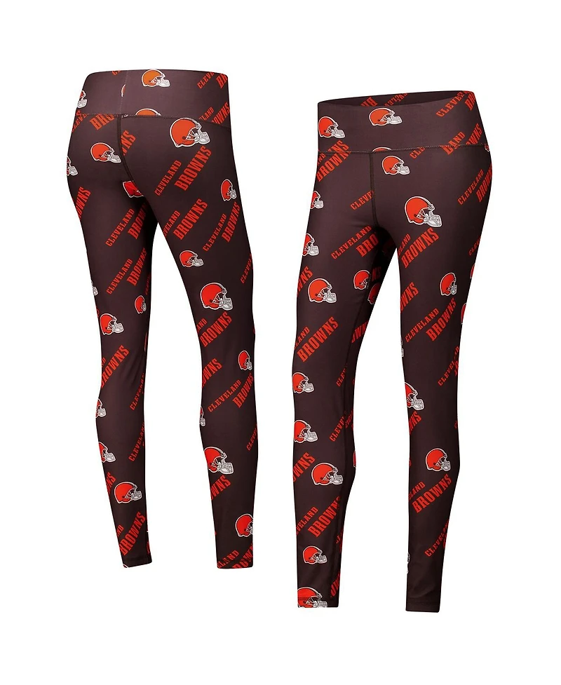 Concepts Sport Women's Brown Cleveland Browns Breakthrough Allover Print Knit Sleep Leggings
