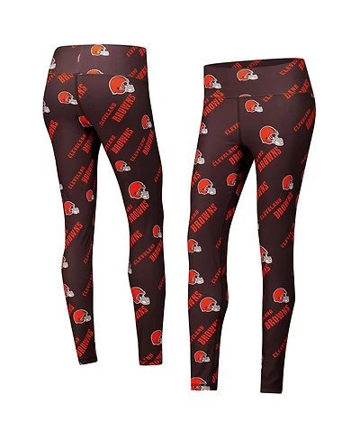 Concepts Sport Women's Brown Cleveland Browns Breakthrough Allover Print Knit Sleep Leggings