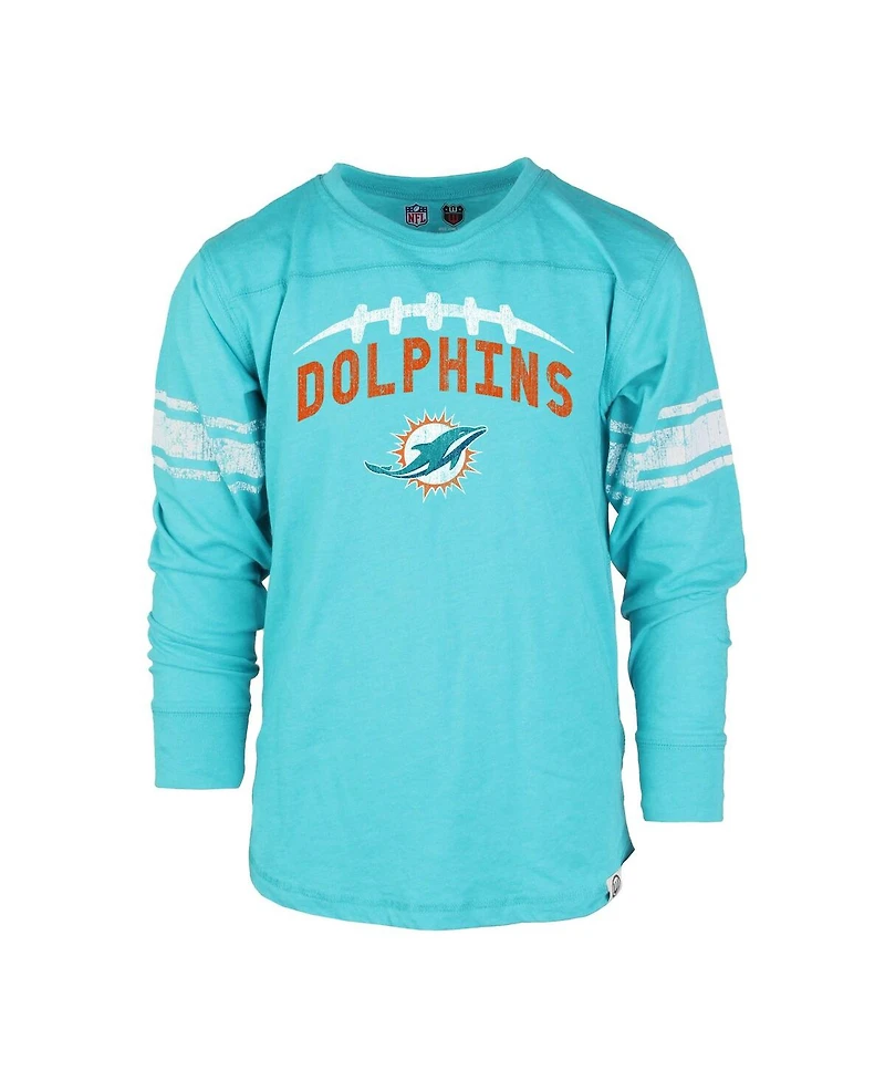 Wes Willy Big Boys and Girls Aqua Miami Dolphins Football Long Sleeve T-Shirt