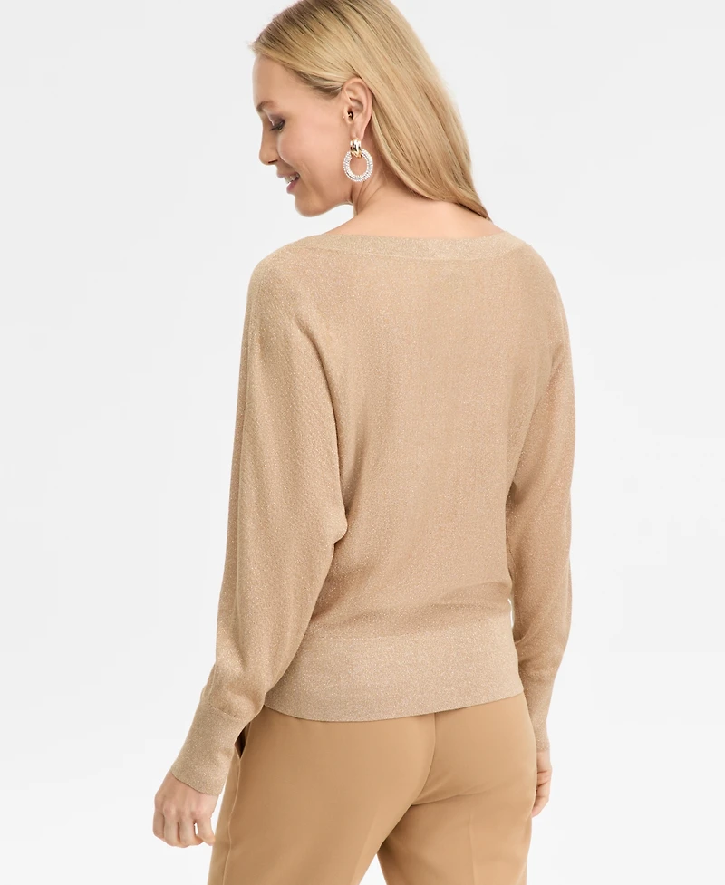 I.n.c. International Concepts Women's Metallic Boat-Neck Sweater, Macy's Exclusive