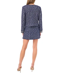 CeCe Women's Collarless Crew Neck Long Sleeve Jacket