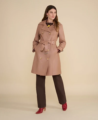 Furniq Uk Women's Leather Trench Coat