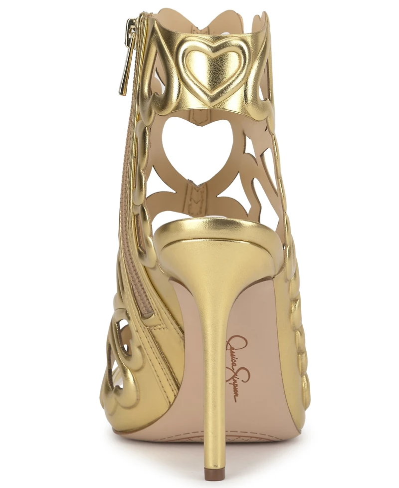 Jessica Simpson Women's Jalina Vinyl Heart High-Heel Booties