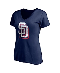 Fanatics Mto Label Women's Navy San Diego Padres Red White and Team V-Neck T-Shirt