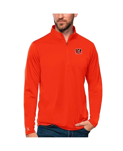 Antigua Men's Orange Cincinnati Bengals Tribute Quarter-Zip Lightweight Pullover Sweatshirt