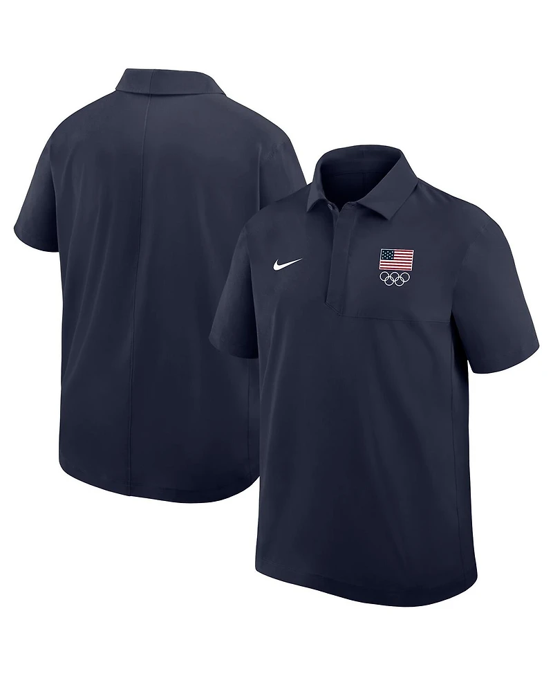 Nike Men's Navy Team Usa Woven Dri-fit Polo Shirt