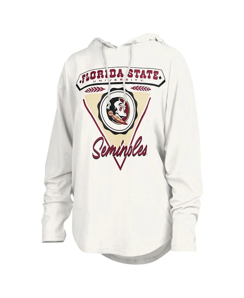 Pressbox Women's White Florida State Seminoles San Bruno Hoodie Long Sleeve T-Shirt