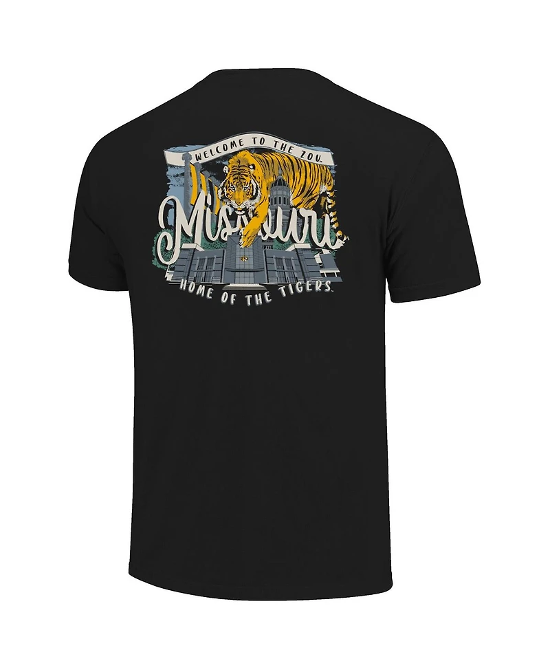 Image One Women's Black Missouri Tigers Comfort Colors Campus Scene Drawing Script T-Shirt