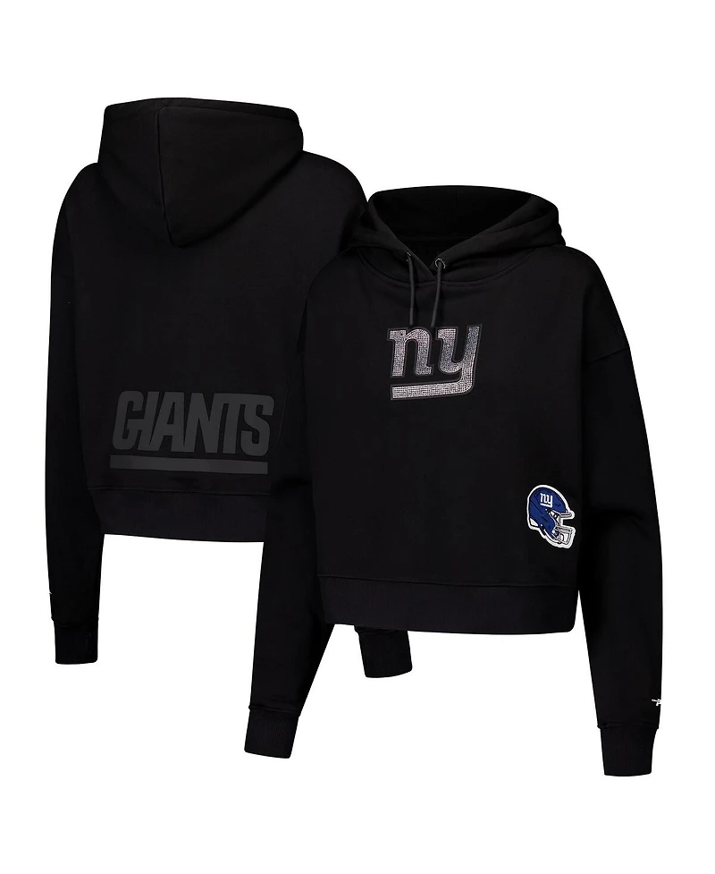 Pro Standard Women's Black New York Giants Jeweled Cropped Pullover Hoodie