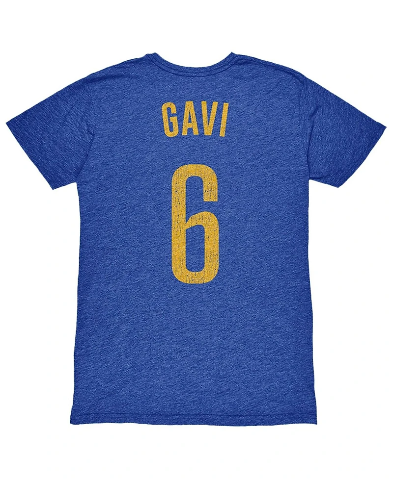 1863FC Men's Gavi Heather Royal Barcelona Player Name Number Twisted Tri-Blend Slub T-Shirt