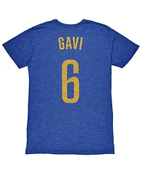 1863FC Men's Gavi Heather Royal Barcelona Player Name Number Twisted Tri-Blend Slub T-Shirt