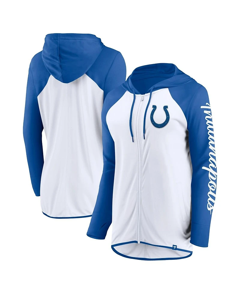 Fanatics Women's White/Royal Indianapolis Colts Script Full-Zip Hoodie