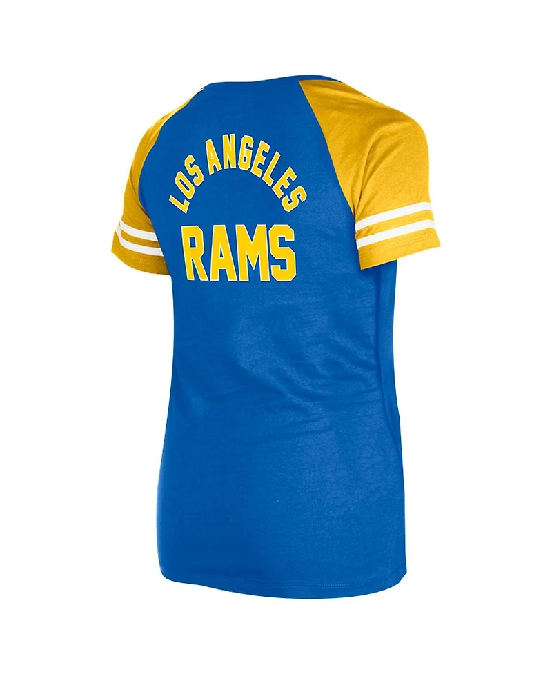 New Era Women's Royal Los Angeles Rams Lace-Up Raglan T-Shirt