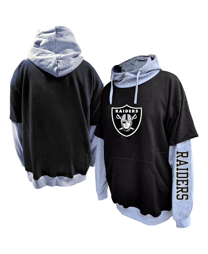 Profile Men's Black/Heather Gray Las Vegas Raiders Big Tall Twofer Pullover Hoodie