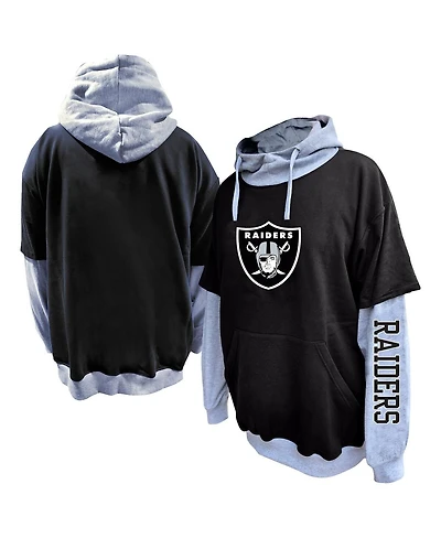 Profile Men's Black/Heather Gray Las Vegas Raiders Big Tall Twofer Pullover Hoodie