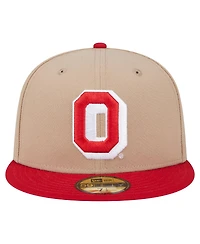New Era Men's Khaki Ohio State Buckeyes Throwback Two-Tone 59FIFTY Fitted Hat