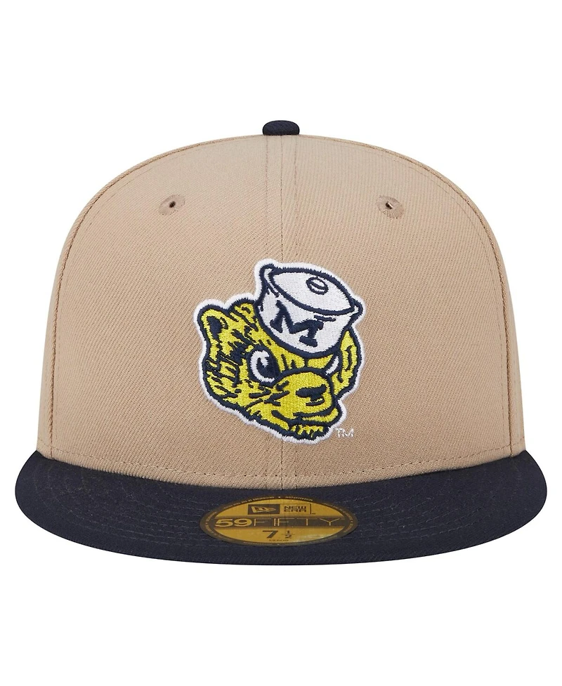 New Era Men's Khaki Michigan Wolverines Throwback Two-Tone 59FIFTY Fitted Hat