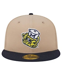 New Era Men's Khaki Michigan Wolverines Throwback Two-Tone 59FIFTY Fitted Hat