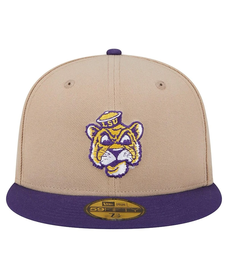 New Era Men's Khaki Lsu Tigers Throwback Two-Tone 59FIFTY Fitted Hat