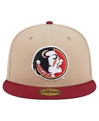 New Era Men's Khaki Florida State Seminoles Throwback Two-Tone 59FIFTY Fitted Hat