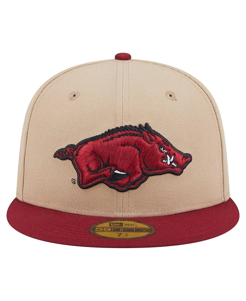 New Era Men's Khaki Arkansas Razorbacks Two-Tone 59FIFTY Fitted Hat