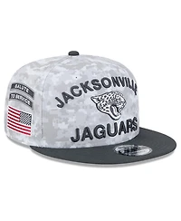 New Era Big Boys and Girls White/Graphite Jacksonville Jaguars 2024 Salute To Service 9FIFTY Snapback Hat