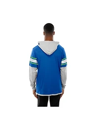 New Era Men's Royal Seattle Seahawks Twofer Layered Long Sleeve Hoodie T-Shirt