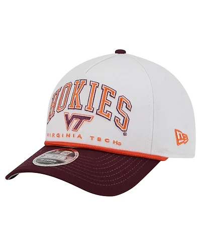 New Era Men's White/Maroon Virginia Tech Hokies Arch Two-Tone Rope 9FORTY A-Frame M-Crown Adjustable Hat