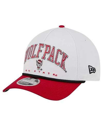 New Era Men's White/Red Nc State Wolfpack Arch Two-Tone Rope 9FORTY A-Frame M-Crown Adjustable Hat