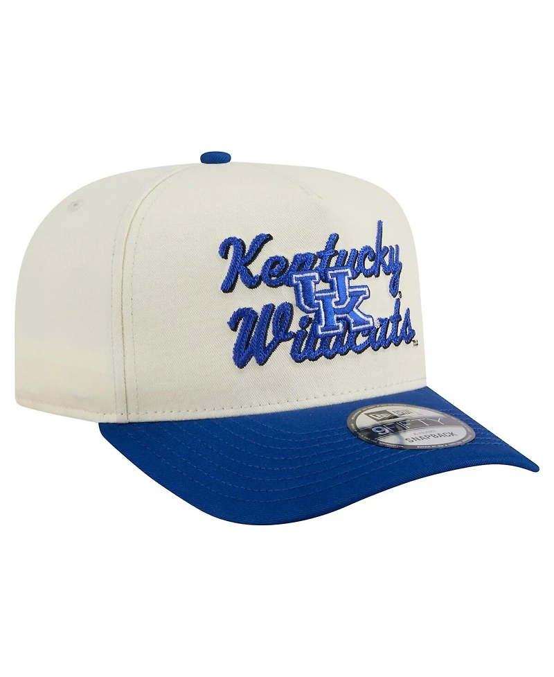 New Era Men's Cream/Royal Kentucky Wildcats Vintage Chainstitch 9FIFTY A-Frame Snapback Hat