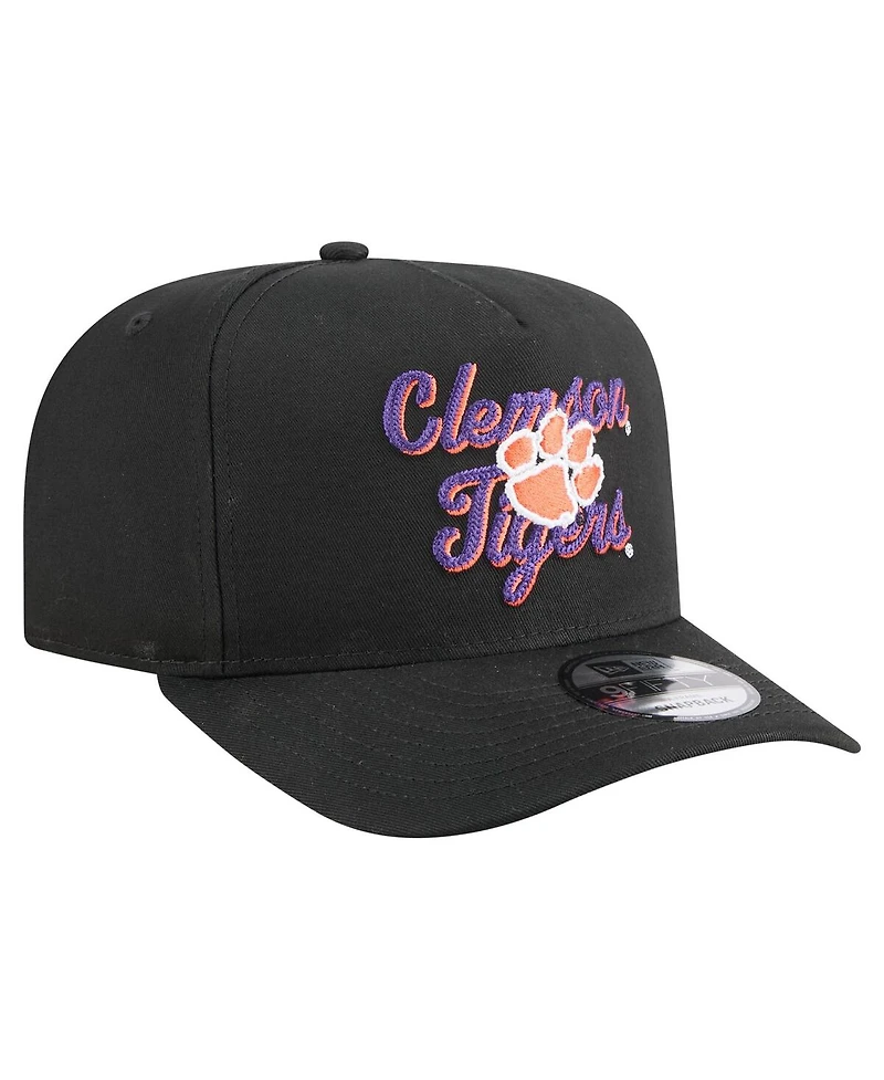 New Era Men's Black Clemson Tigers Vintage Chainstitch 9FIFTY A-Frame Snapback Hat