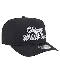 New Era Men's Black Chicago White Sox Chainstitch 9FIFTY A-Frame Snapback Hat