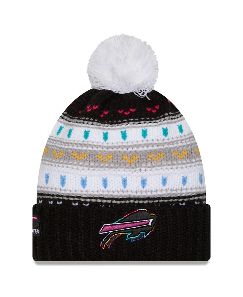 New Era Women's Black Buffalo Bills 2025 Nfl Crucial Catch Cuffed Knit with Pom Hat