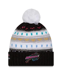 New Era Women's Black Buffalo Bills 2025 Nfl Crucial Catch Cuffed Knit with Pom Hat