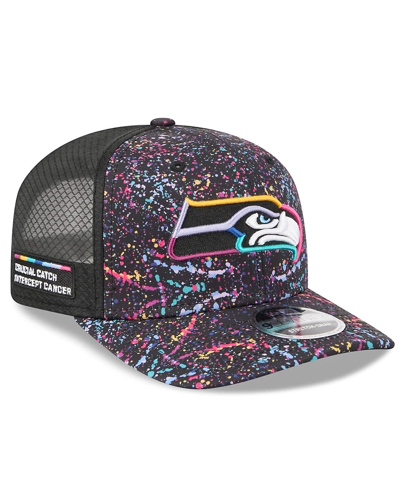 New Era Men's Black Seattle Seahawks 2025 Nfl Crucial Catch 9SEVENTY Adjustable Hat