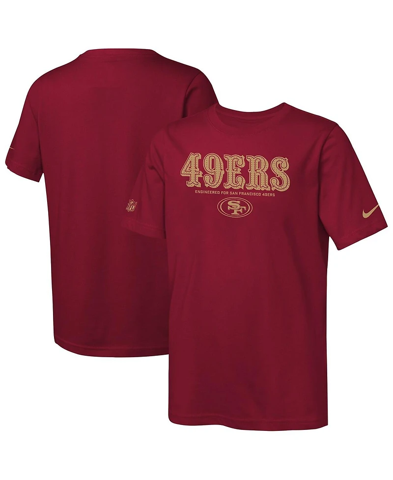 Nike Big Boys and Girls Scarlet San Francisco 49ers Sideline Team Issue T-Shirt