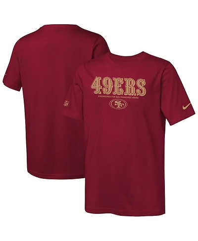 Nike Big Boys and Girls Scarlet San Francisco 49ers Sideline Team Issue T-Shirt