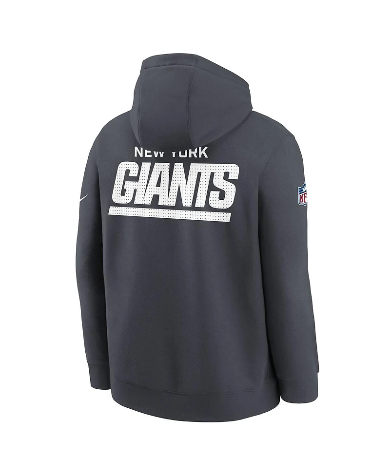 Nike Big Boys and Girls Charcoal New York Giants Sideline Club Fleece Hoodie