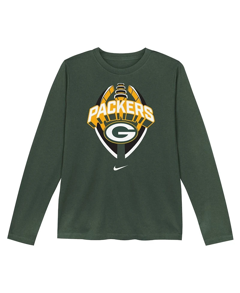 Nike Preschool Green Bay Packers Primetime Legend Icon Long Sleeve Performance T-Shirt