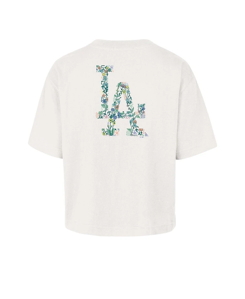 '47 Brand Women's Natural Los Angeles Dodgers Full Bloom Cropped T-Shirt