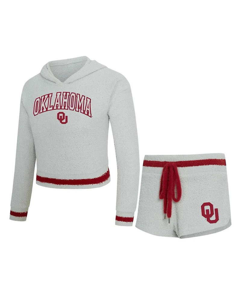 Concepts Sport Women's 2-Piece Gray/Crimson Oklahoma Sooners Whitley Long Sleeve Hoodie Top and Shorts Set