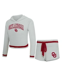 Concepts Sport Women's 2-Piece Gray/Crimson Oklahoma Sooners Whitley Long Sleeve Hoodie Top and Shorts Set