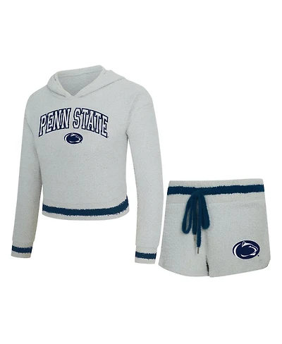 Concepts Sport Women's 2-Piece Gray/Navy Penn State Nittany Lions Whitley Long Sleeve Hoodie Top and Shorts Set